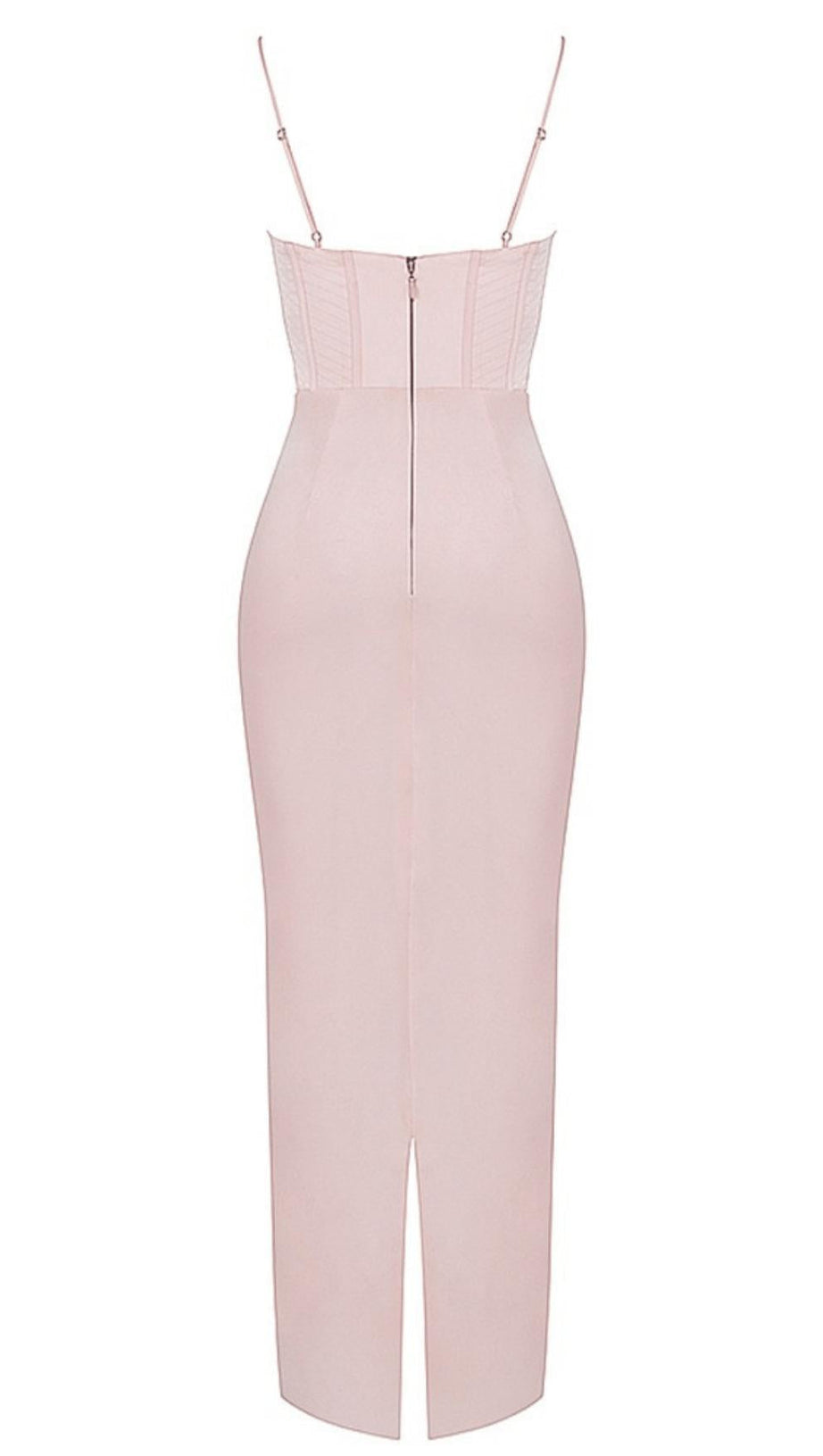 ABITO ELEGANTE CON BRETELLE IN RASO ROSA