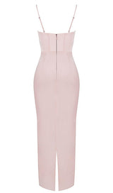 Pink satin suspender elegant dress