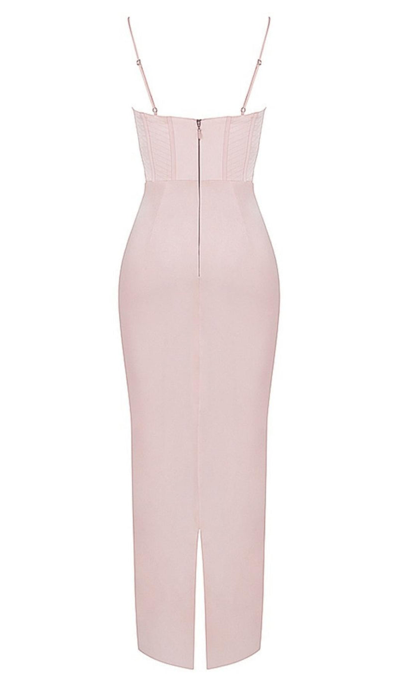 Pink satin suspender elegant dress