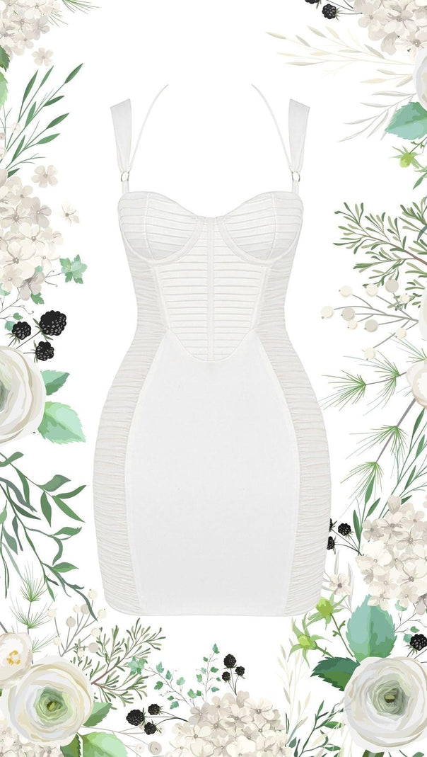 AIIZIE IVORY PLEATED STAIN MINI DRESS - product image