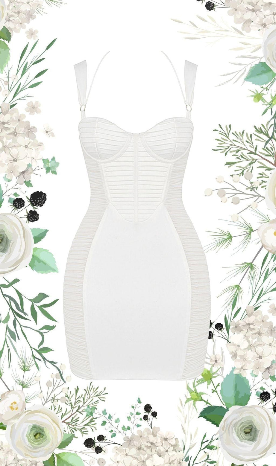 Elfenbeinfarbenes, plissiertes Minikleid mit Flecken