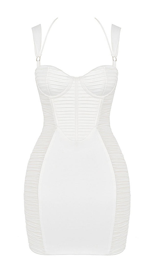 AIIZIE IVORY PLEATED STAIN MINI DRESS - product image