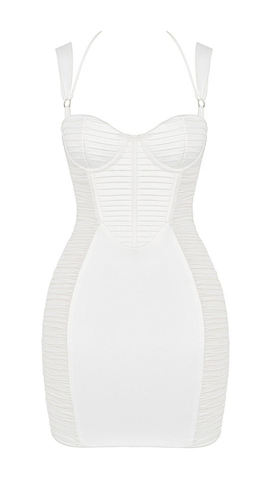 IVORY PLEATED STAIN MINI DRESS