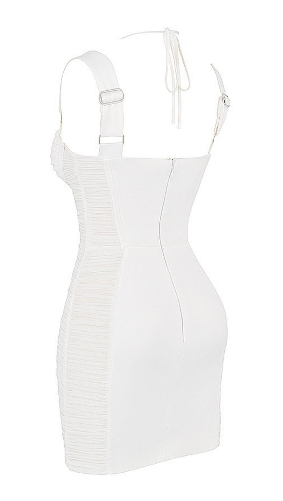 IVORY PLEATED STAIN MINI DRESS