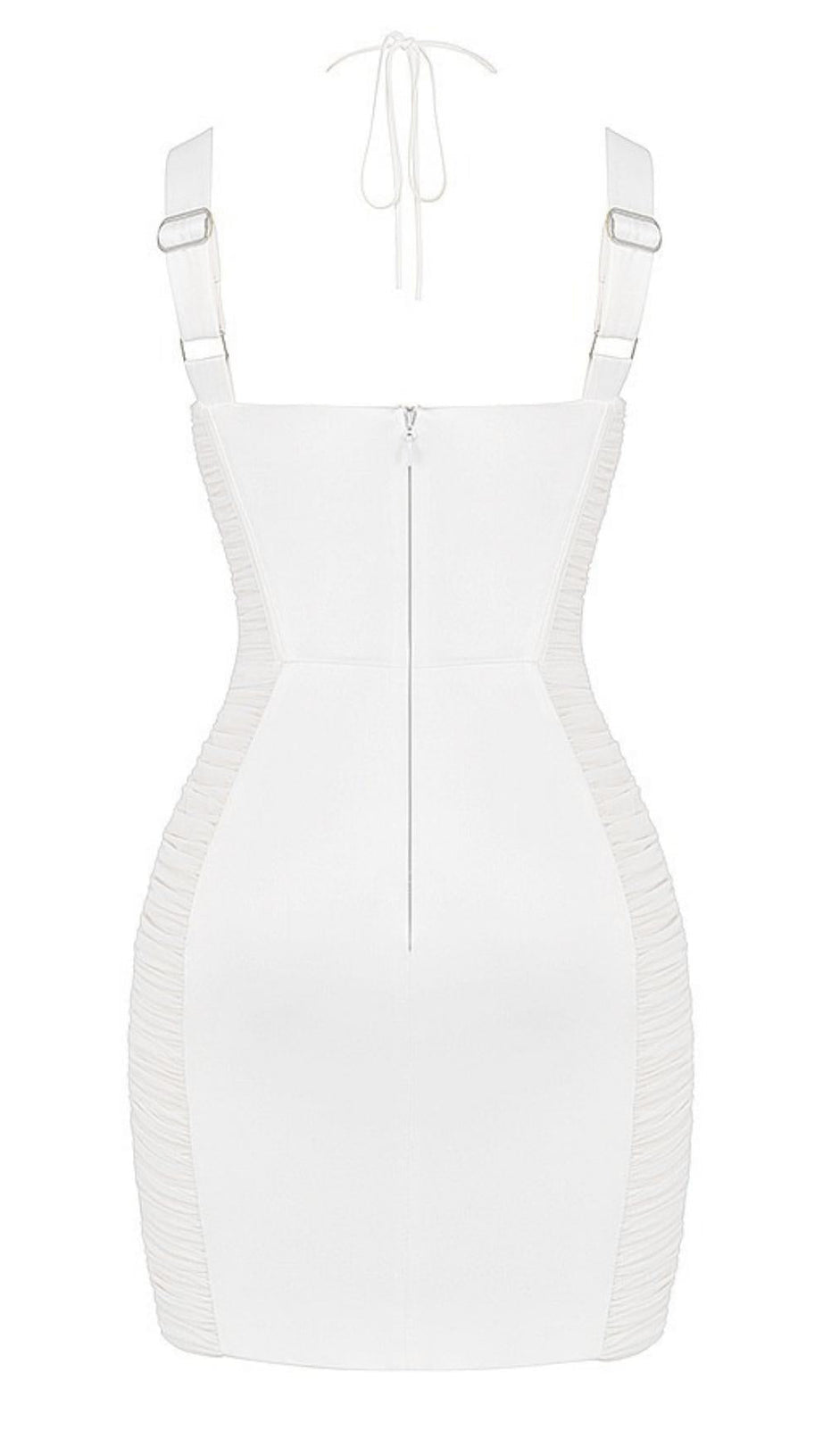 IVORY PLEATED STAIN MINI DRESS
