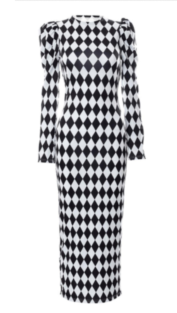 AIIZIE CHECKED LONG SLEEVE HIP DRESS - product image