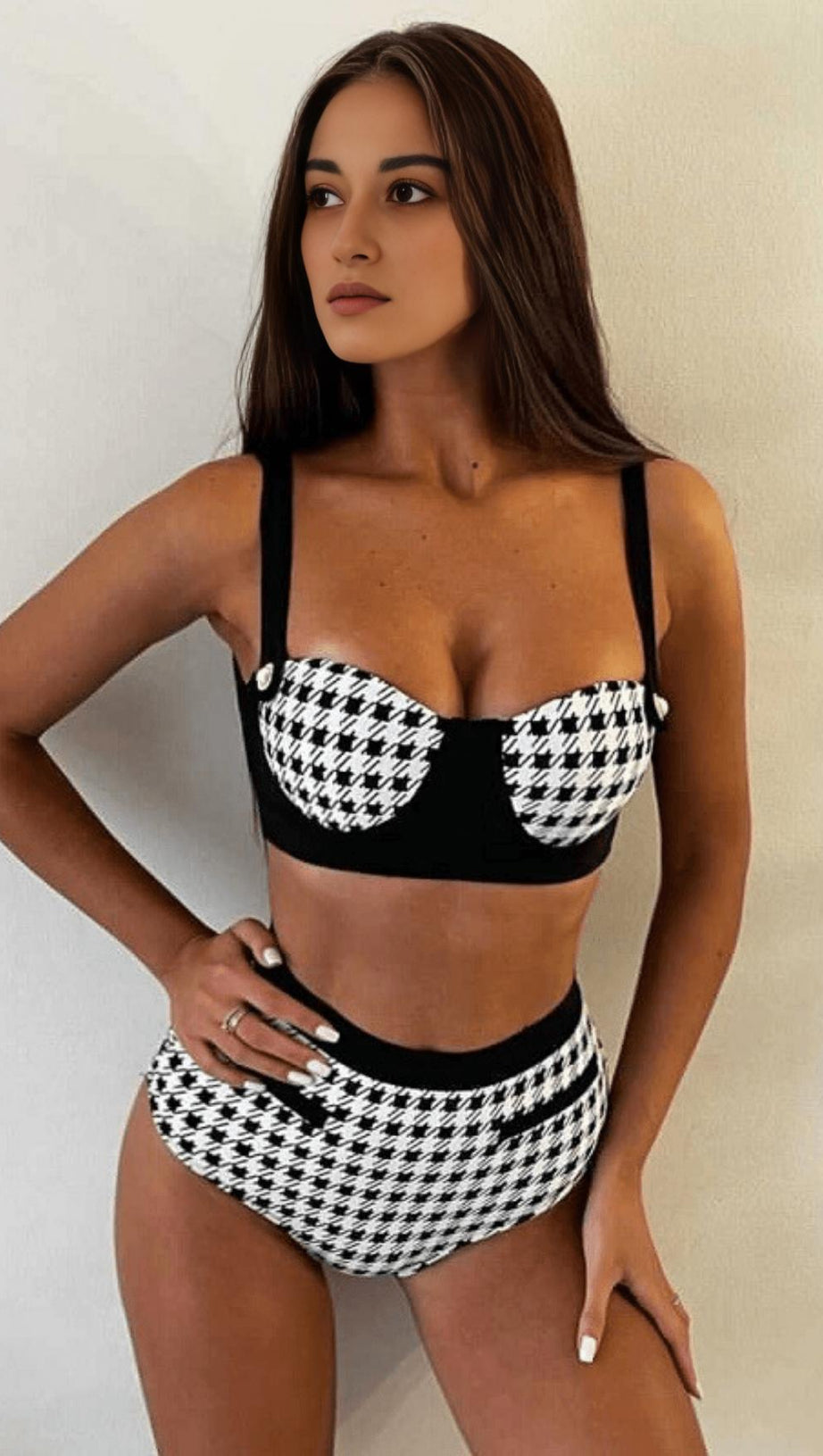 ABITO ELASTICIZZATO IN JACQUARD CON COLORI ABBINATI