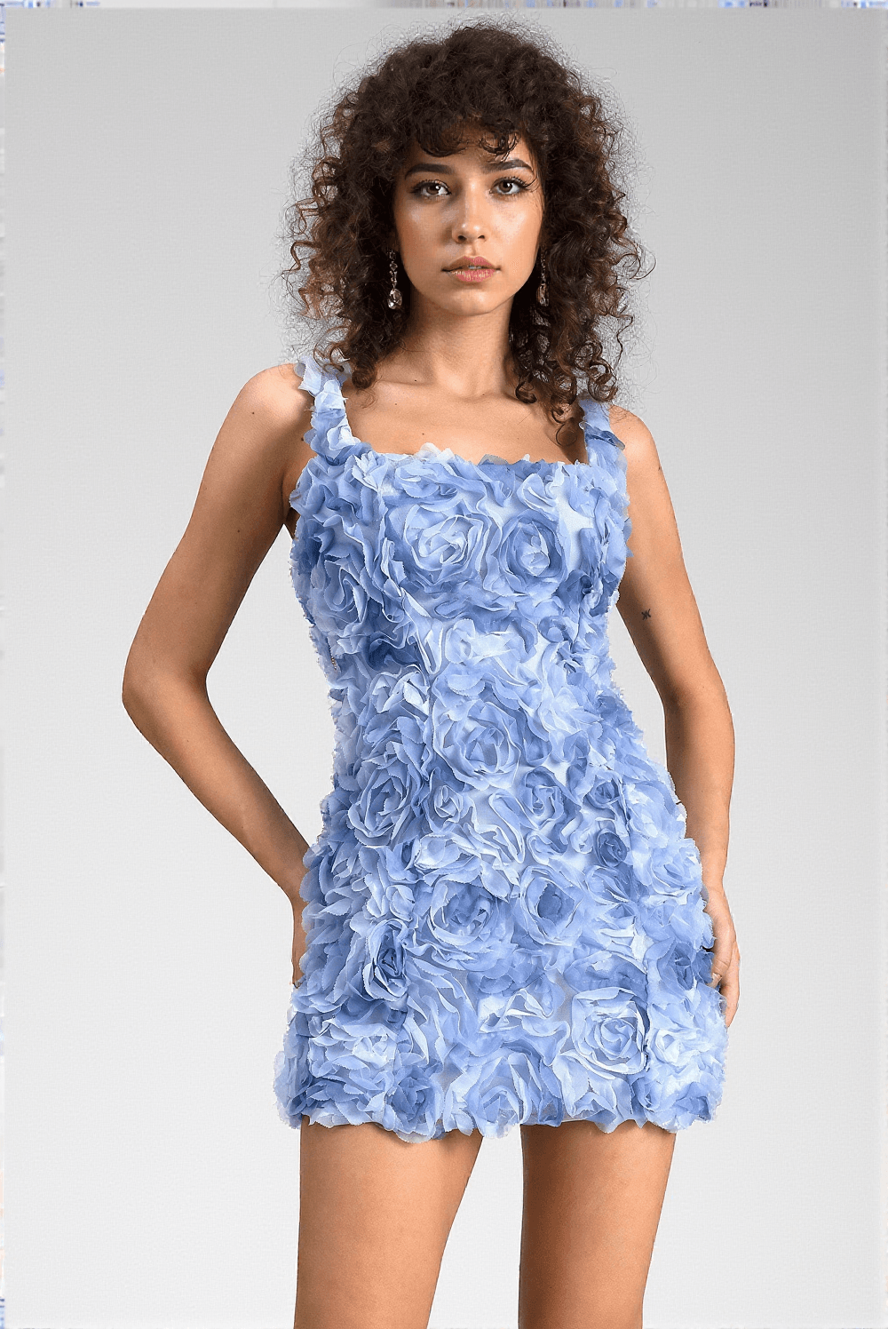 Fryni Minikleid mit 3D-Blumenmuster