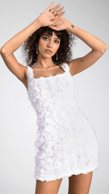 Fryni Minikleid mit 3D-Blumenmuster