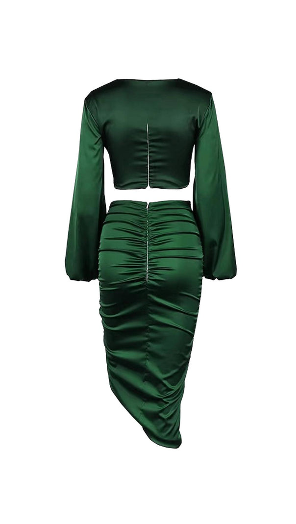 AIIZIE LANTERN SLEEVE PLEATED TWO-PIECE SUIT - product image
