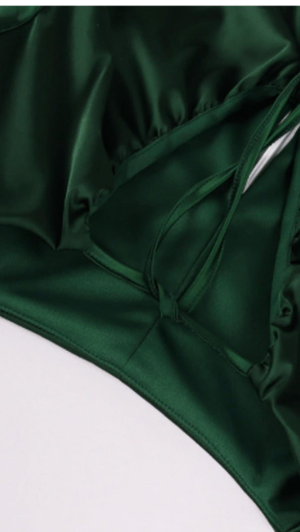 AIIZIE LANTERN SLEEVE PLEATED TWO-PIECE SUIT - product image