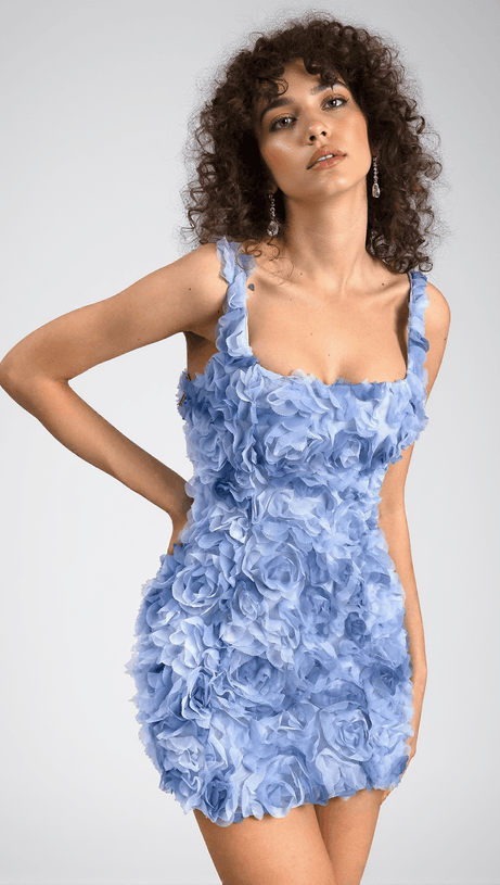 Fryni Minikleid mit 3D-Blumenmuster