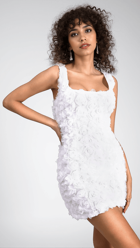 Fryni Minikleid mit 3D-Blumenmuster