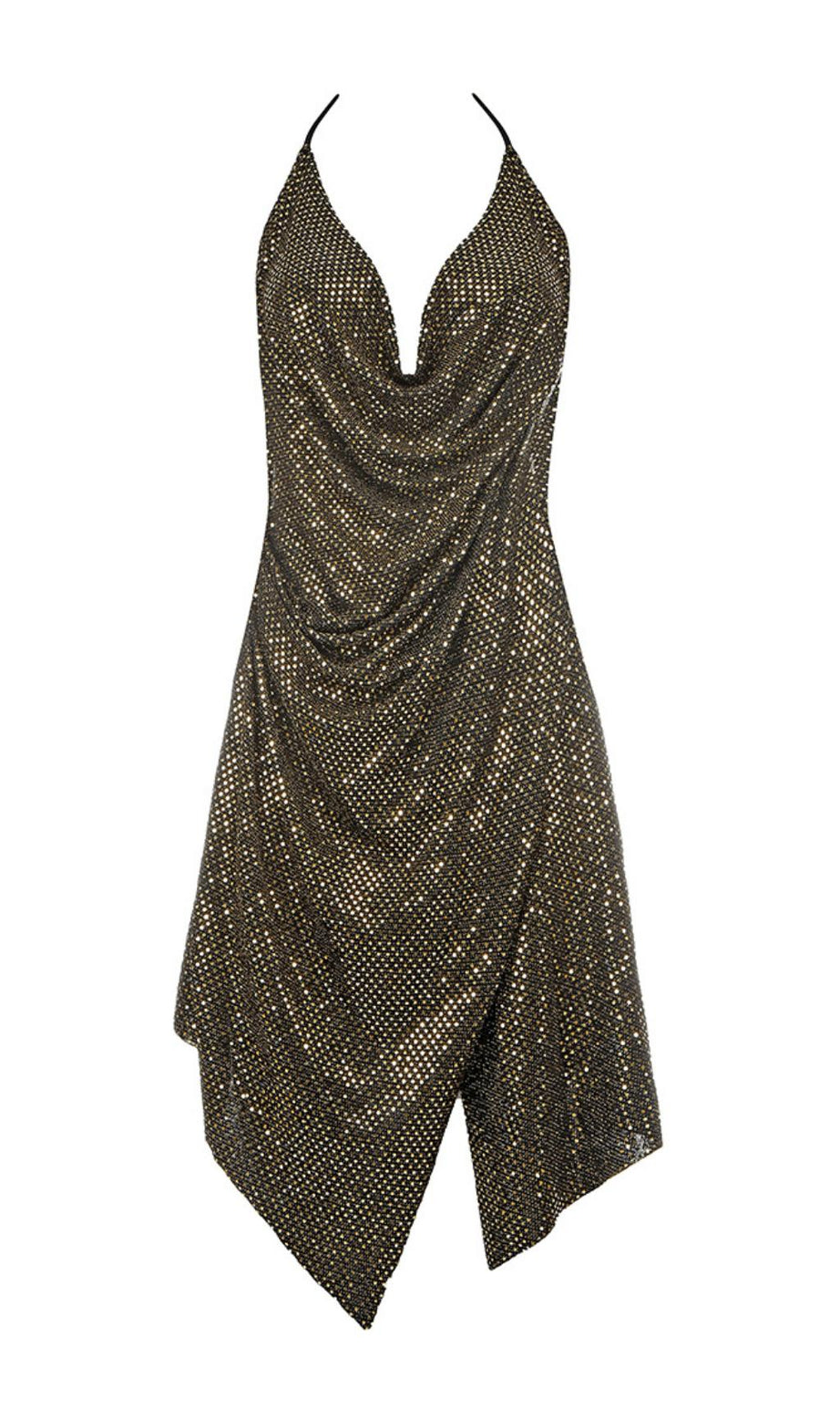 Kleid mit tiefem V-Ausschnitt und Pailletten in Rautenform