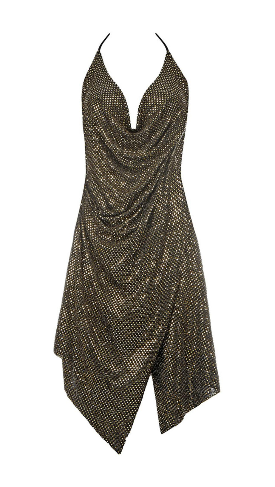 SEQUINED DIAMOND DEEP V DRESS