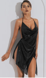 Sequined Diamond Deep V Dress