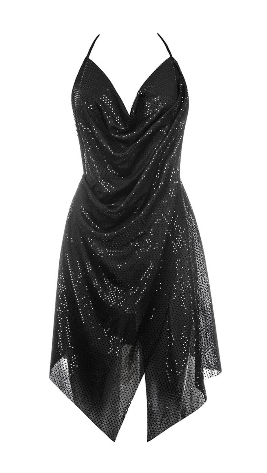SEQUINED DIAMOND DEEP V DRESS
