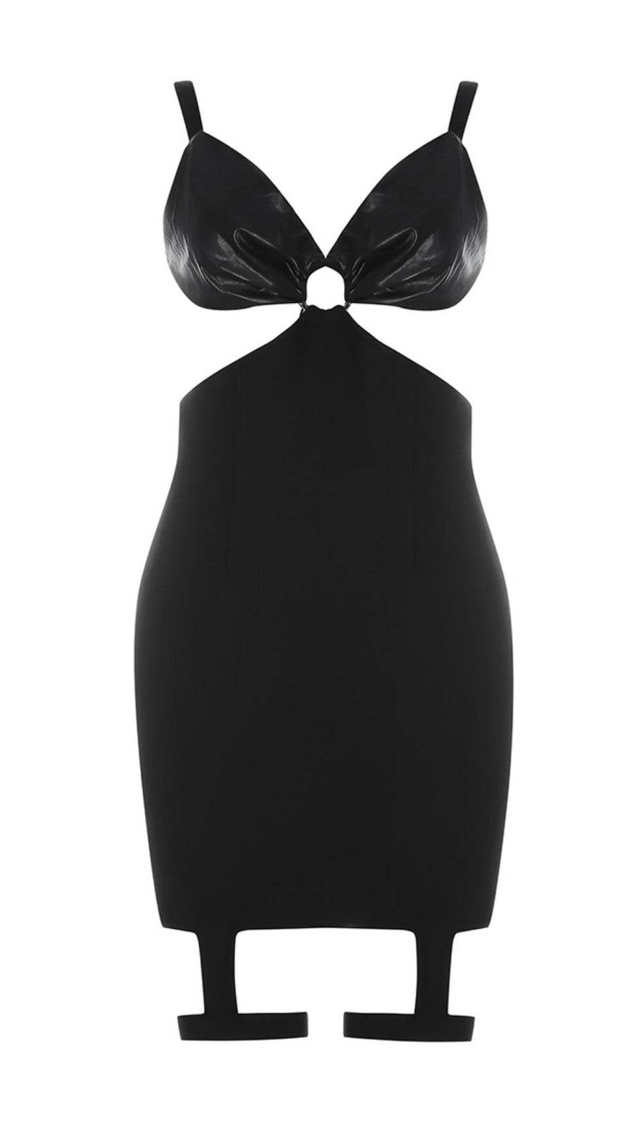 SLIM BANDAGE DRESS WITH LEATHER SUSPENDERS (HALLOWEEN LIMITED)