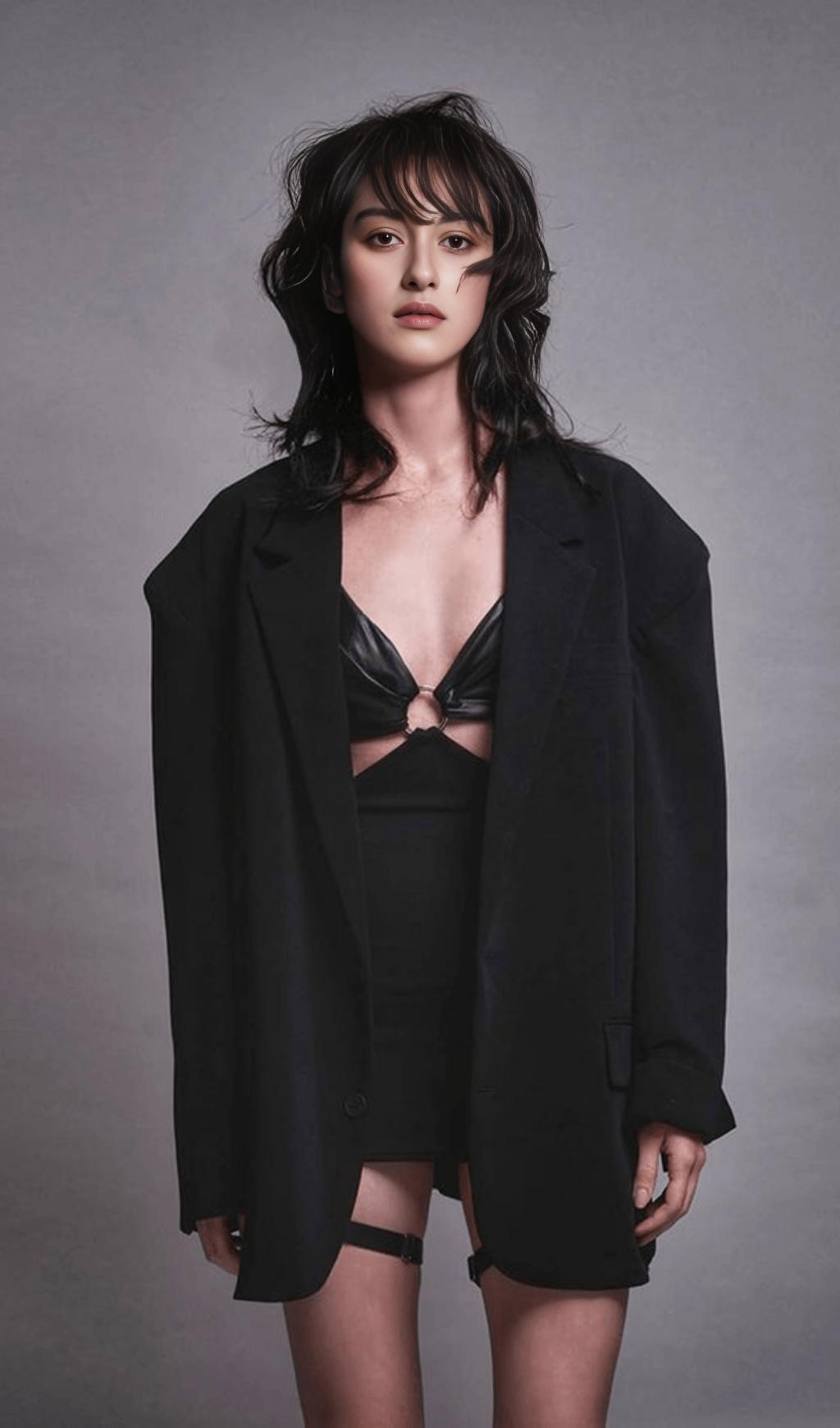 SLIM BANDAGE DRESS WITH LEATHER SUSPENDERS (HALLOWEEN LIMITED)