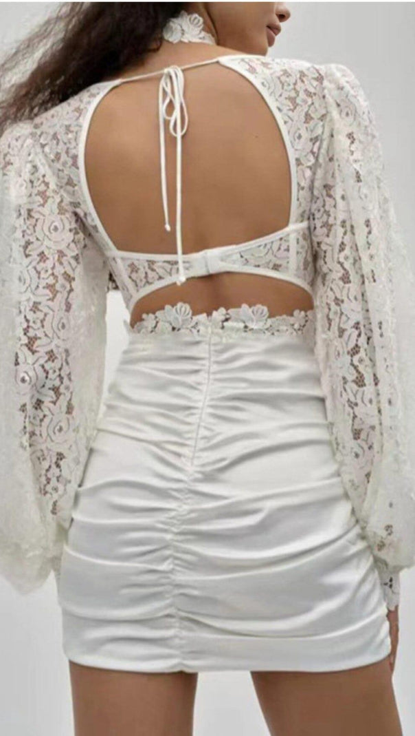 AIIZIE LACE CORSET MIDI DRESS IN WHITE - product image