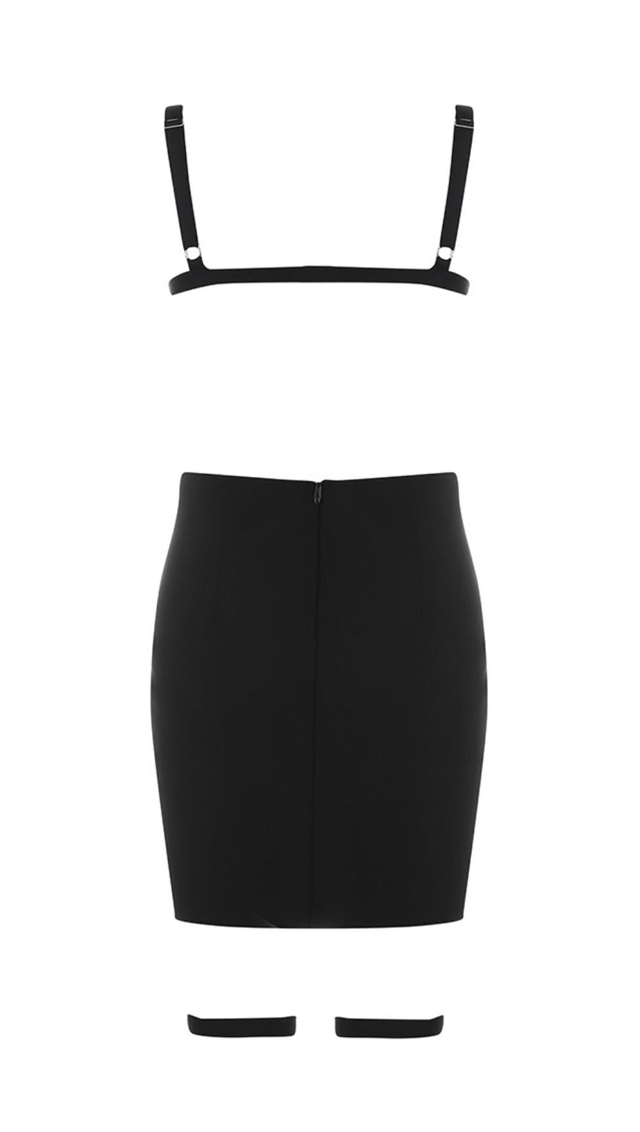 SLIM BANDAGE DRESS WITH LEATHER SUSPENDERS (HALLOWEEN LIMITED)