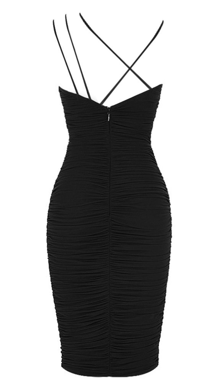 BACKLESS SLIM WRAP HIP DRESS