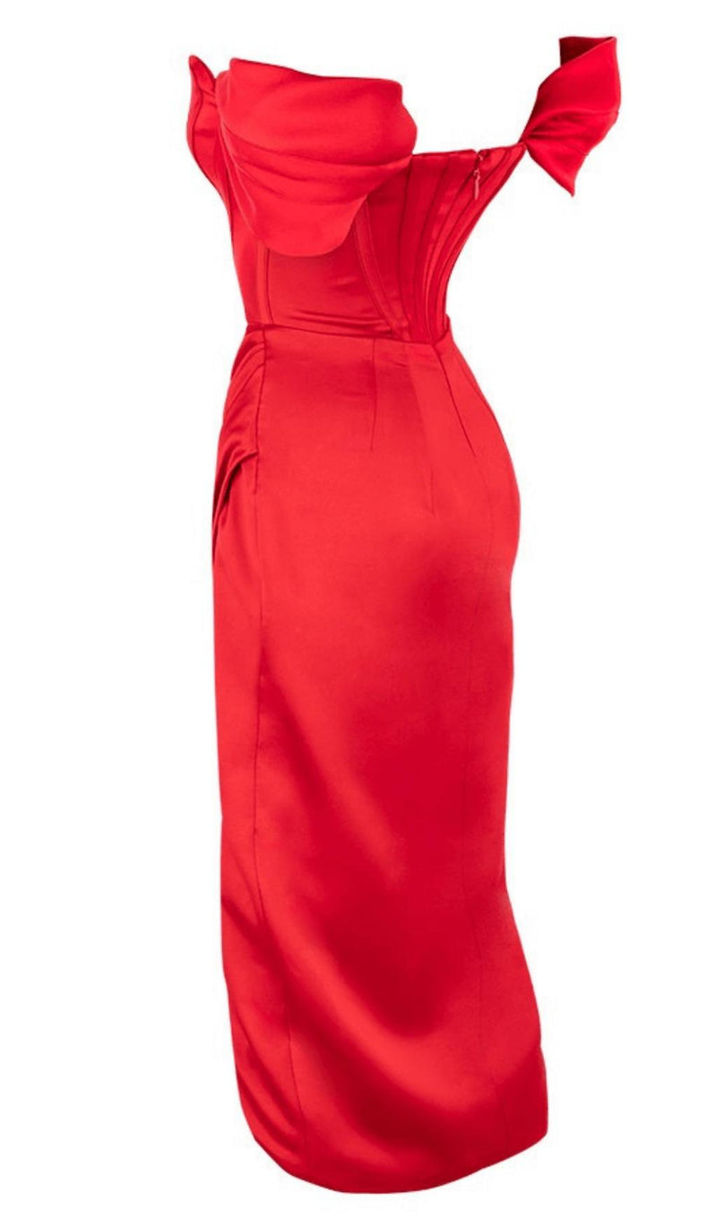 High waist side slit slim-fit gown