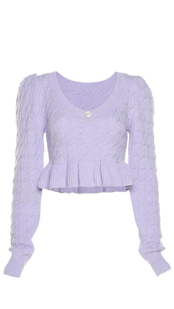 AIIZIE LOW-CUT KNIT SHORT SWEATER - product image