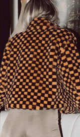 Checkerboard plaid jacket.