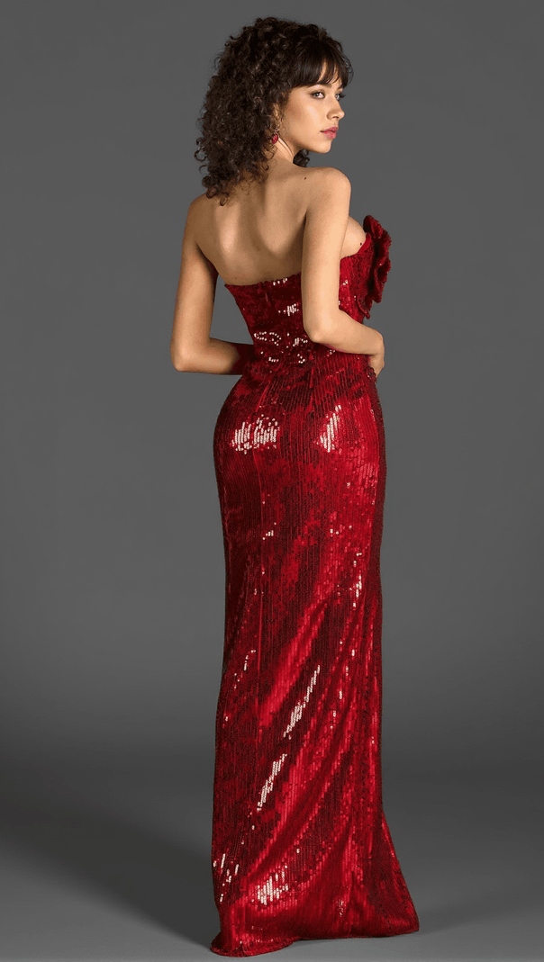 AIIZIE TORREY 3D FLOWER OFF SHOULDER BOW DRESS - product image