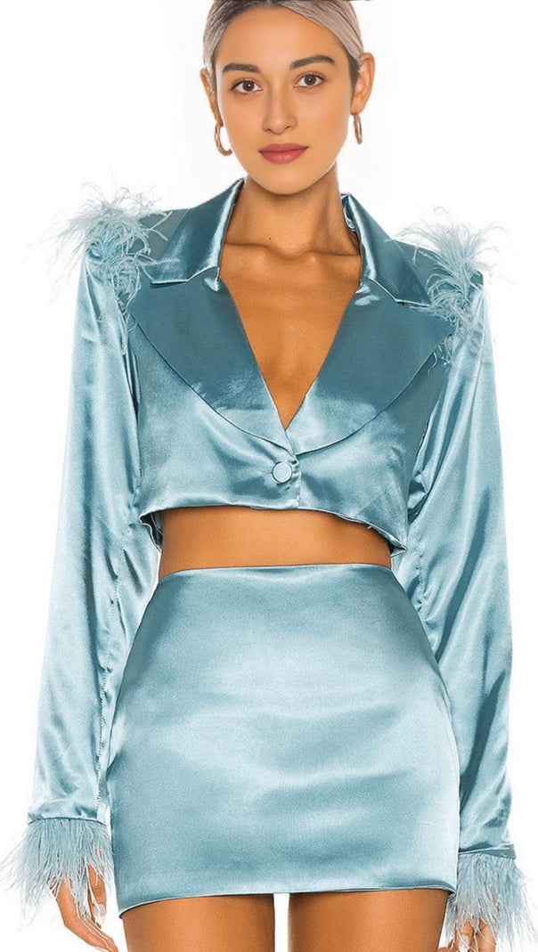 AIIZIE FEATHER SHORT BLUE SUIT - product image