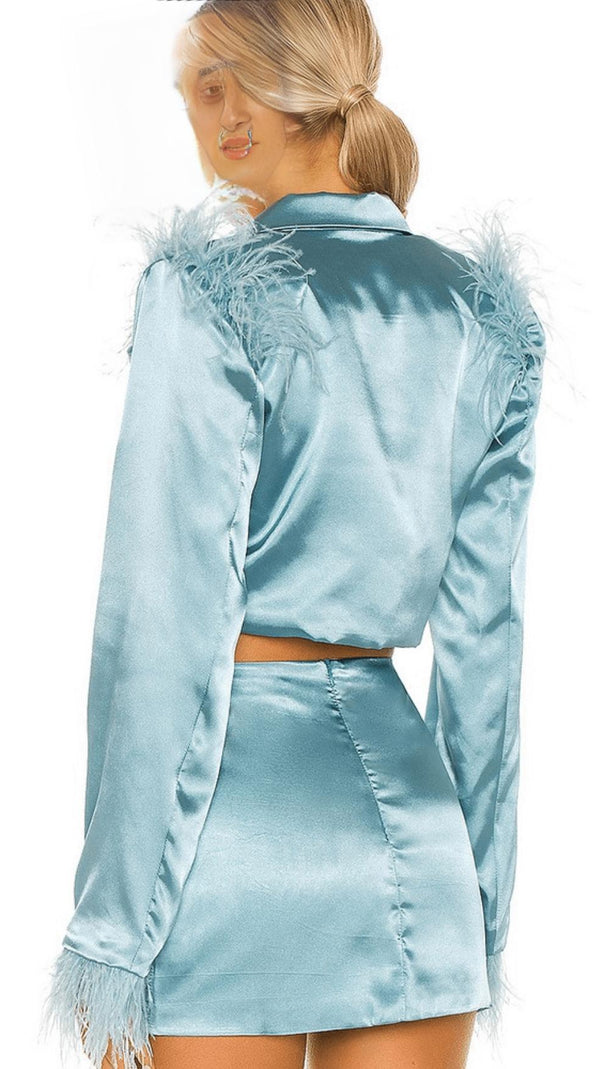 AIIZIE FEATHER SHORT BLUE SUIT - product image