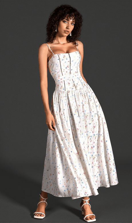Dotty Spaghetti Woven Print Dress