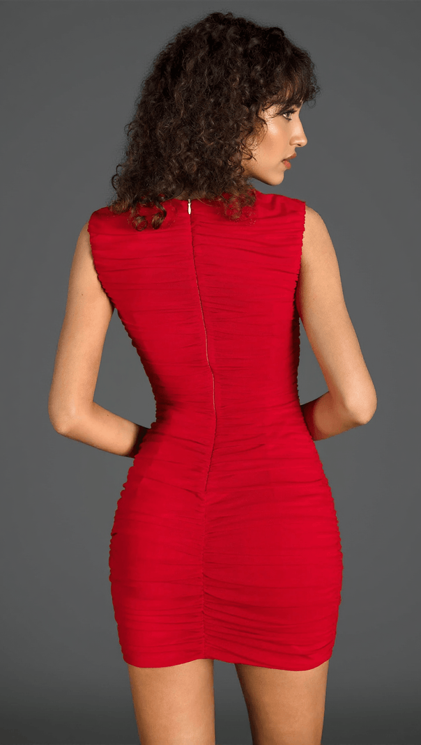 AIIZIE SARIA SLEEVELESS FLORAL CUTOUT PLEAT DRESS - product image