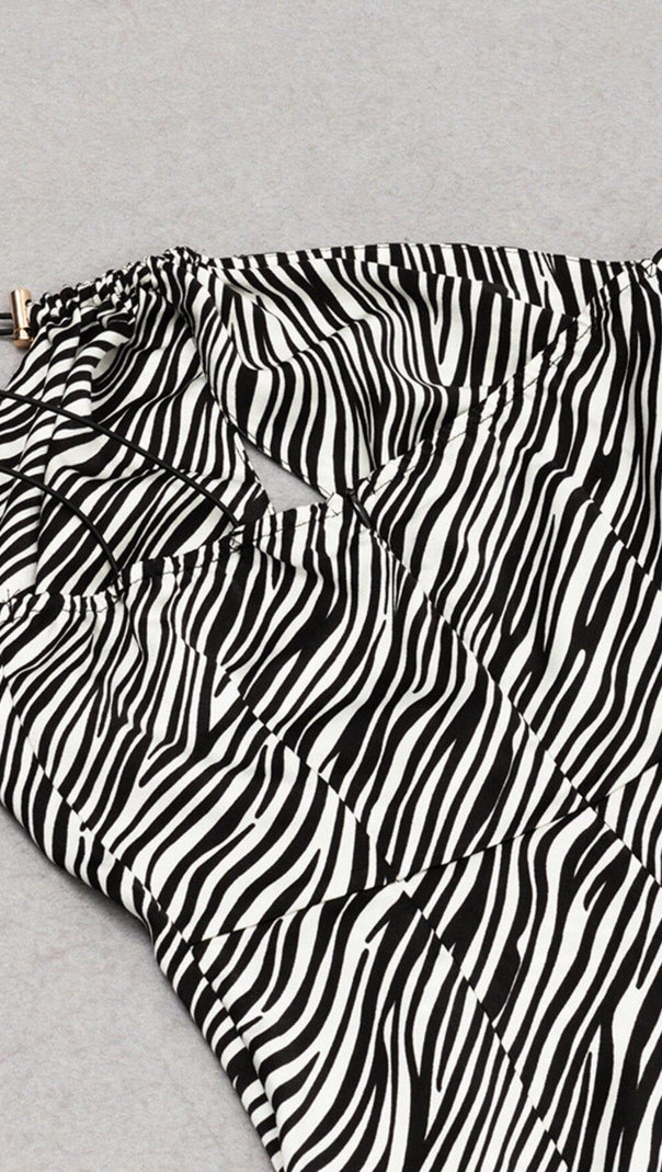 ABITO MIDI CON SCOLLO A V IN LINO ZEBRA