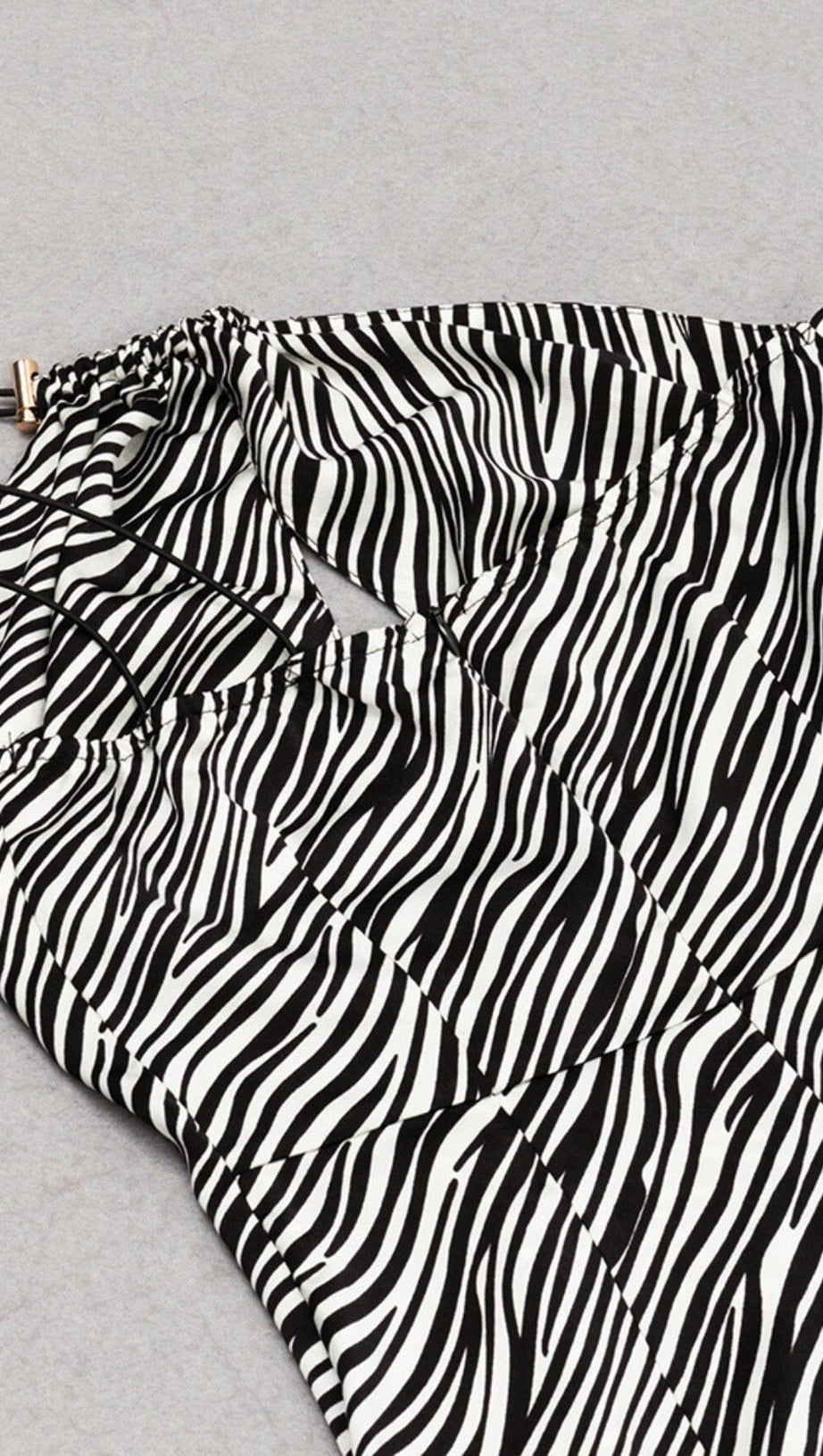 ZEBRA LINEN FEEL HALTER MIDI DRESS