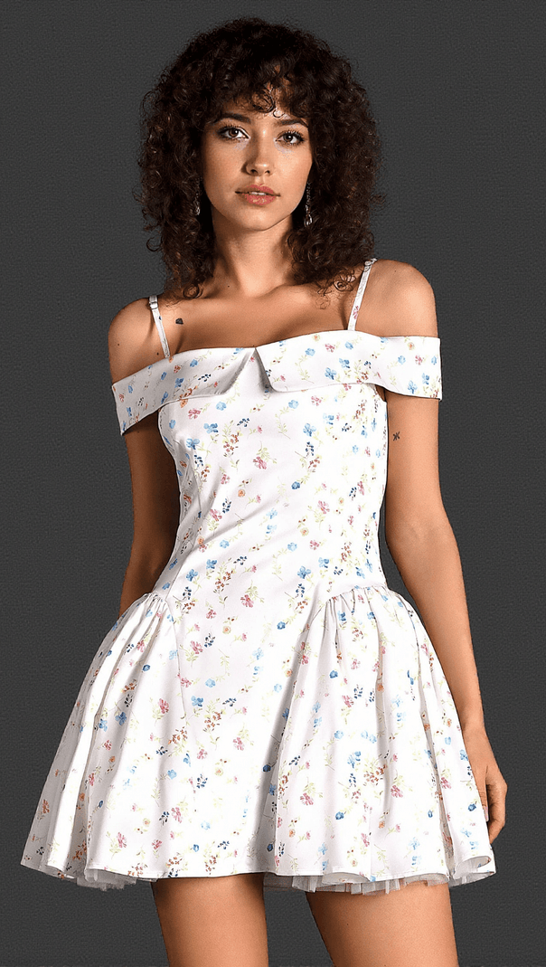 AIIZIE DYANA STRAP WOVEN PRINT MINI DRESS - product image