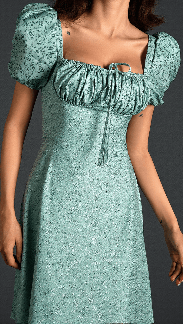 AIIZIE DIANN FLORAL SIDE SPLIT PUFF SLEEVE DRESS - product image