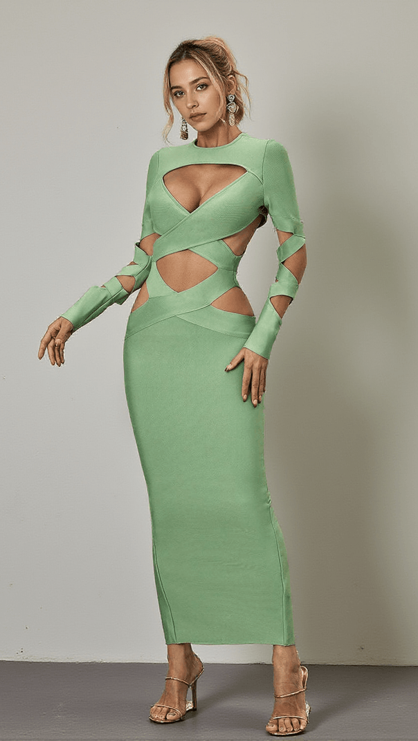 AIIZIE BRINLY LONG SLEEVE CUTOUT BANDAGE DRESS - product image
