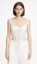 Hollow lace mesh top