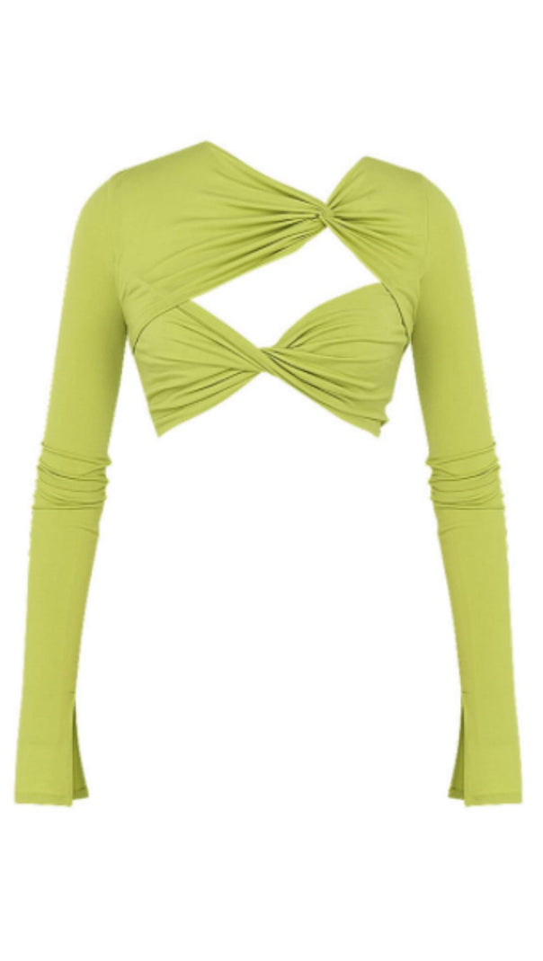 AIIZIE HOLLOW NAVEL PLEATED TOP - product image