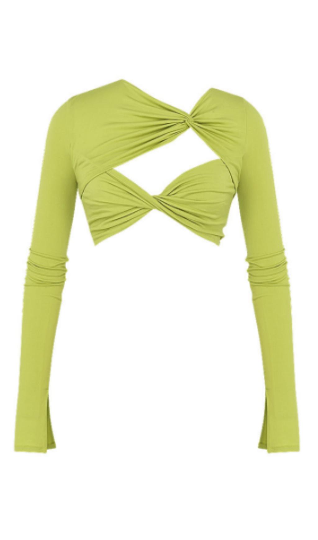 HOLLOW NAVEL PLEATED TOP