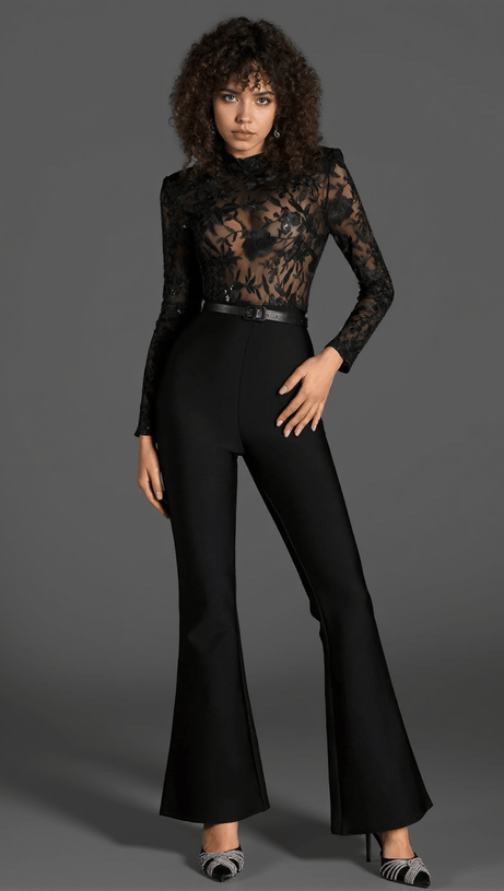 Ollie Jumpsuit mit besticktem Gürtel und Spitze