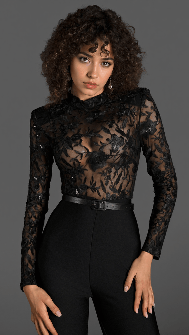 AIIZIE OLLIE EMBROIDER BELT LACE JUMPSUIT - product image