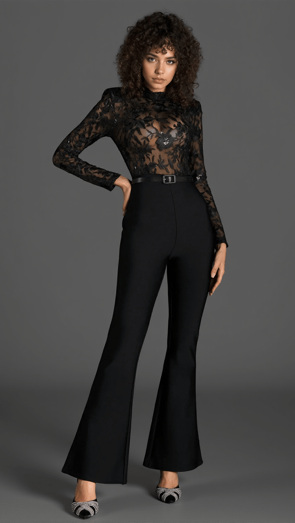 AIIZIE OLLIE EMBROIDER BELT LACE JUMPSUIT - product image