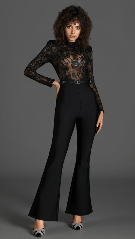 Ollie Jumpsuit mit besticktem Gürtel und Spitze