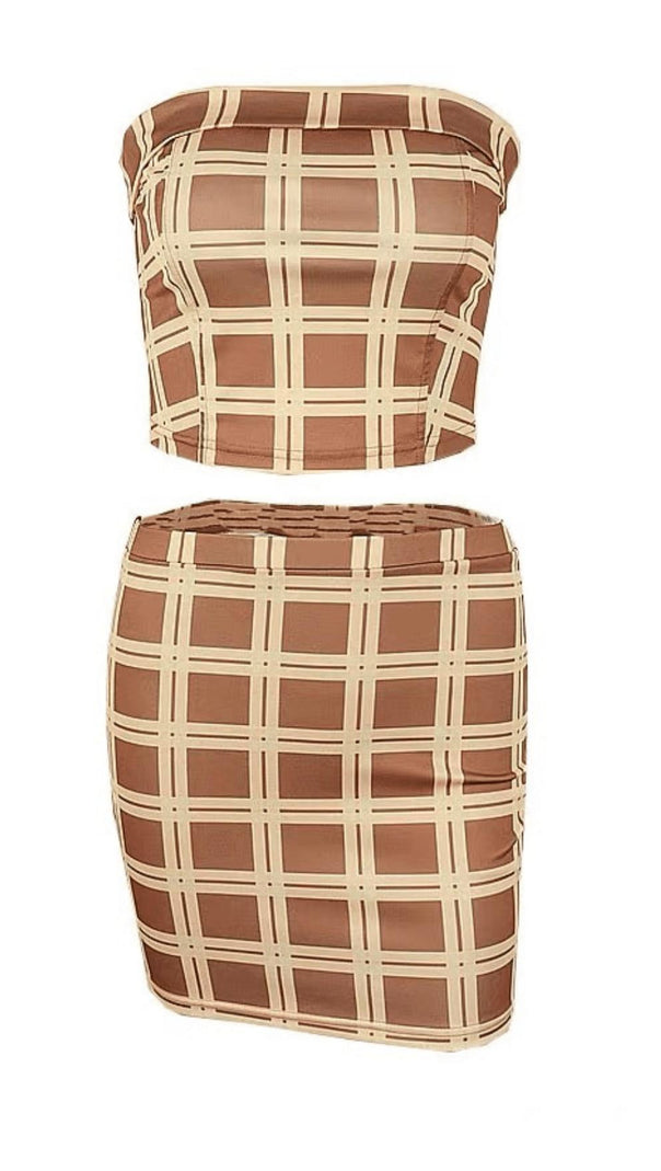 AIIZIE ONE-SHOULDER CHECK DRESS - product image