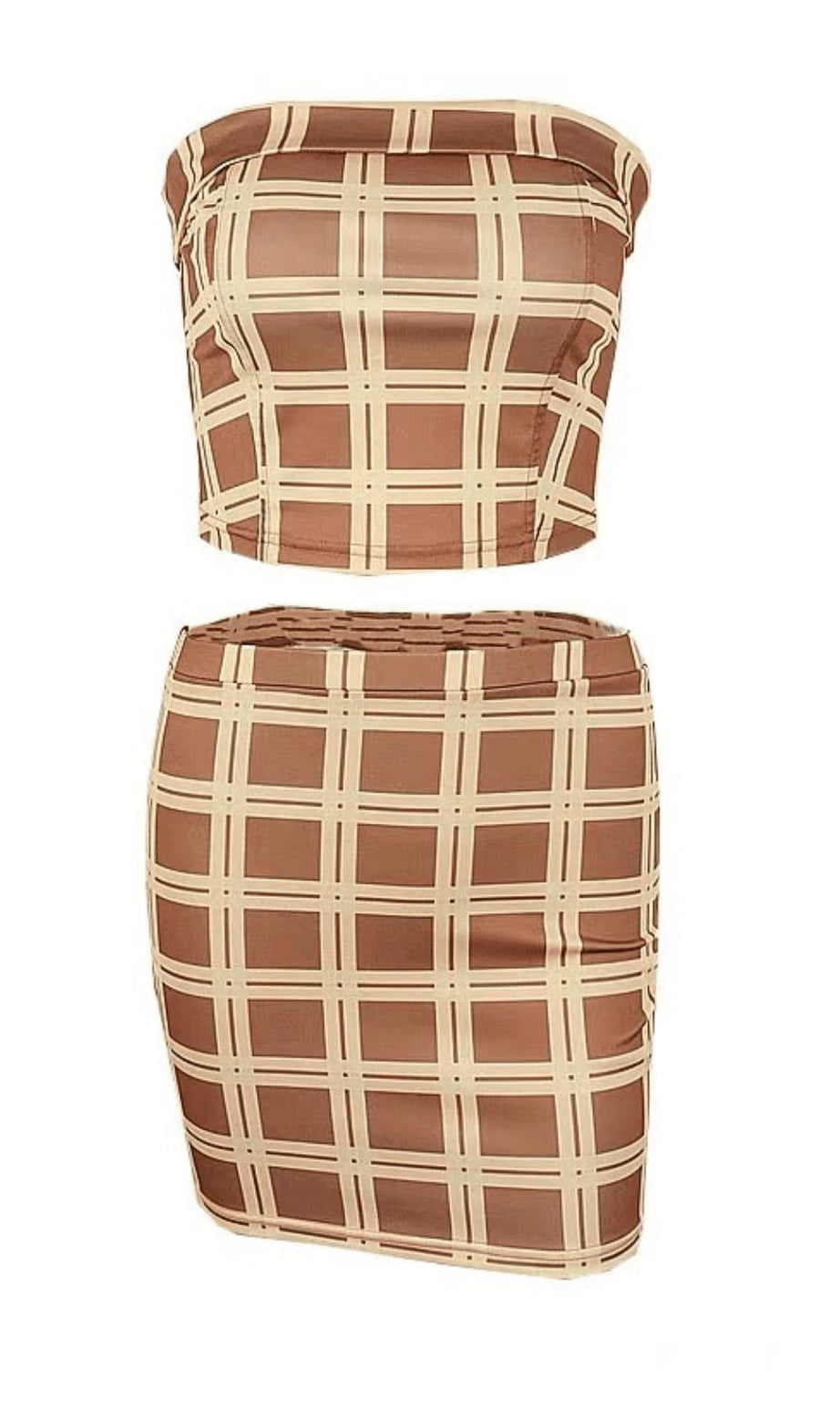 Kariertes One-Shoulder-Kleid