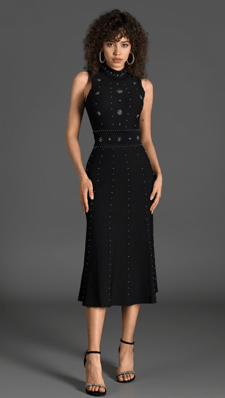 Deviyah – Ärmelloses Midikleid mit Perlen