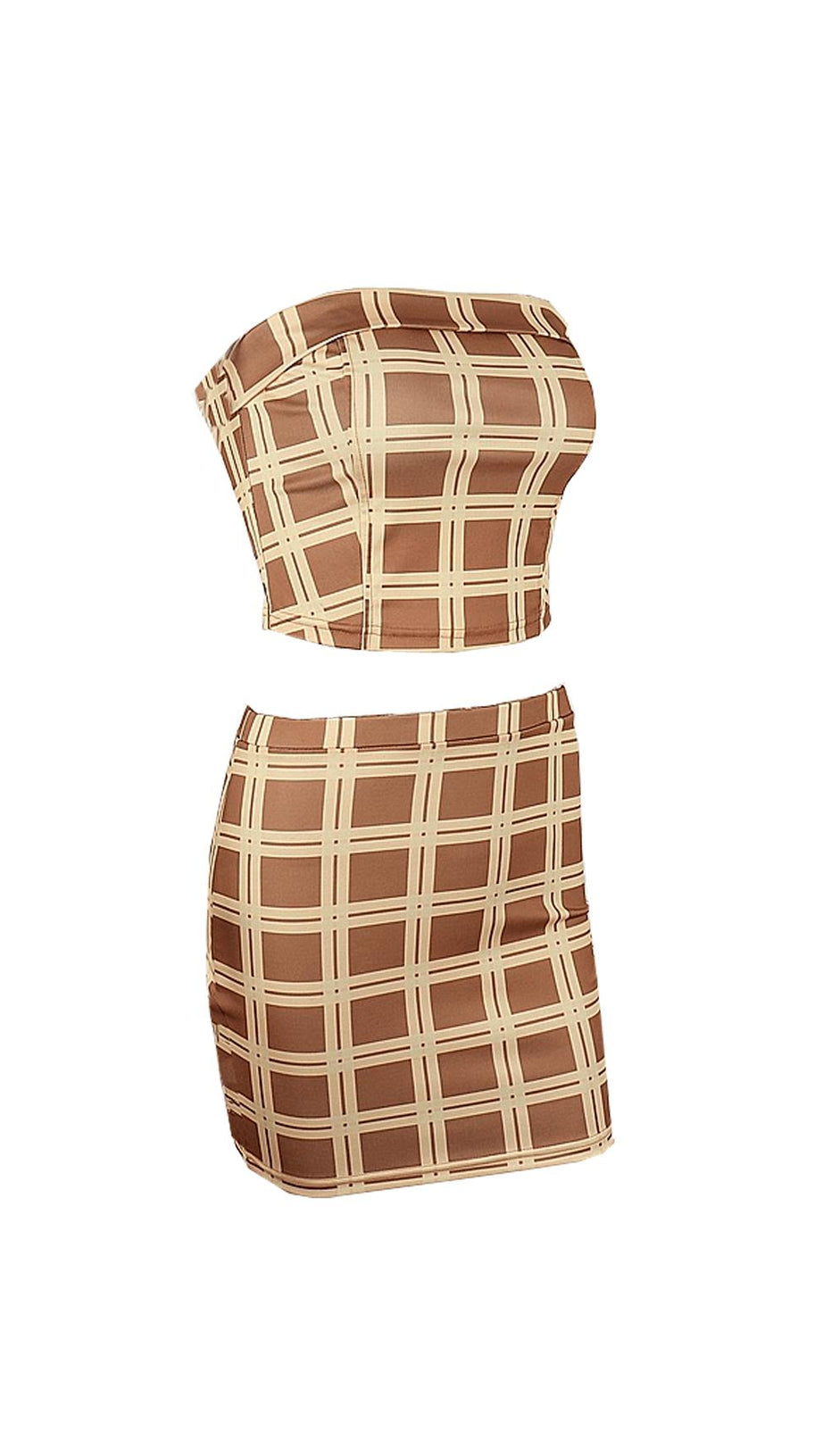 ONE-SHOULDER CHECK DRESS